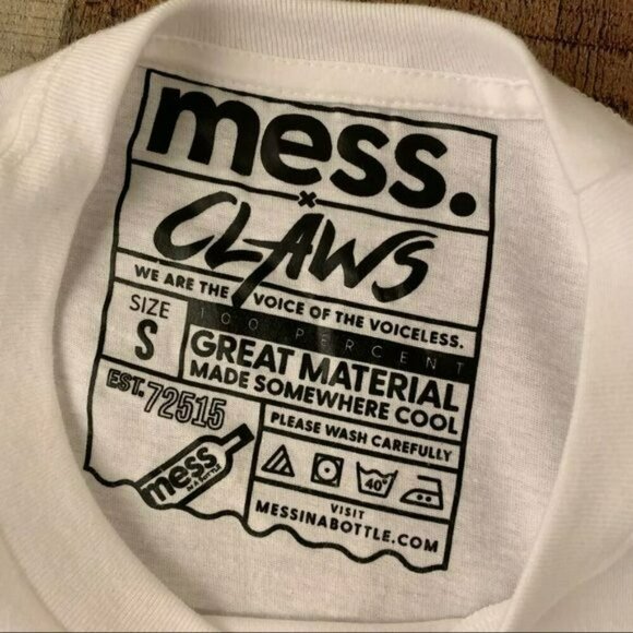 Mess in a bottle TNT x claws collaboration hustle white and black t-shirt - S - Picture 4 of 6